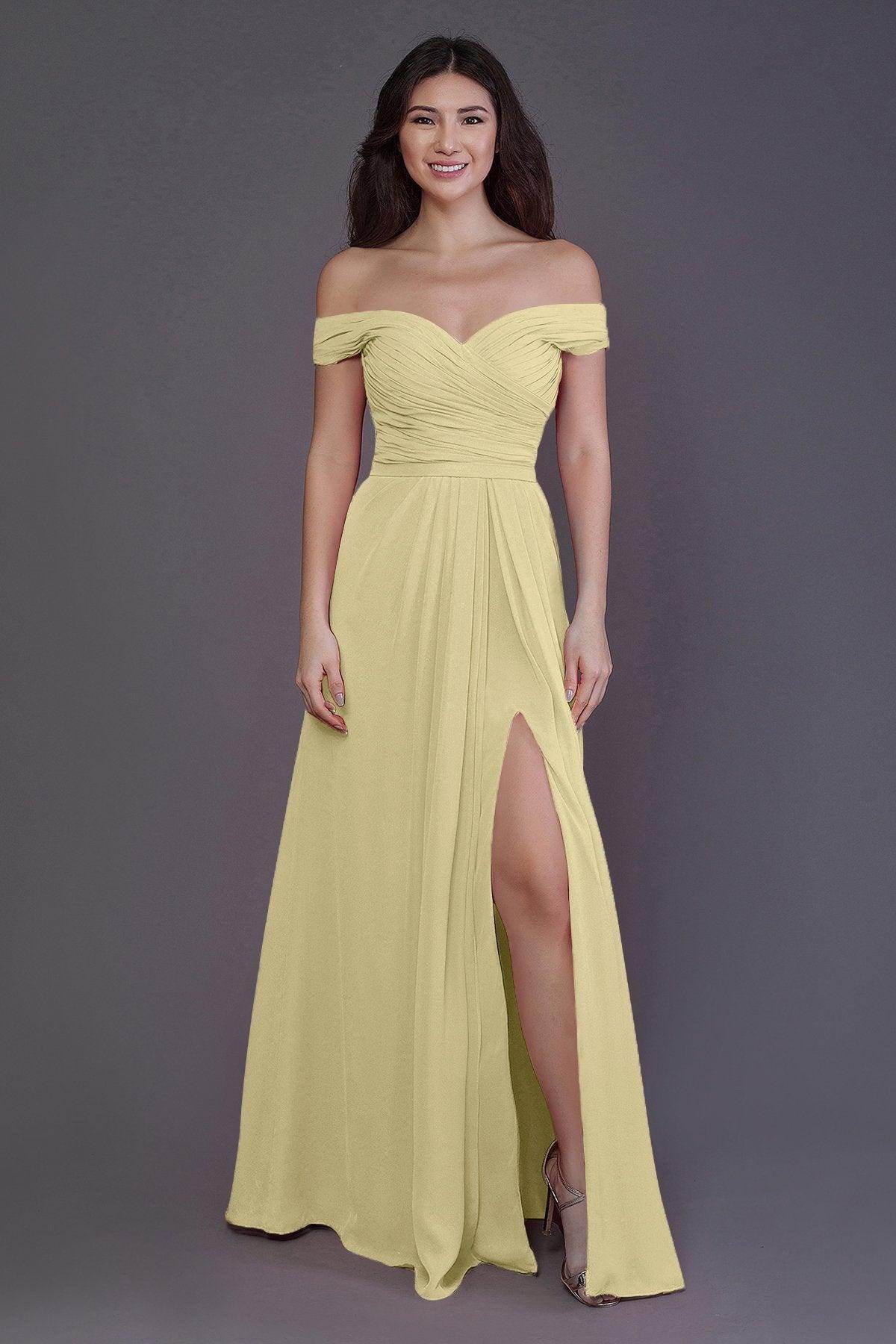 Sheath-Column Floor Length Chiffon Bridesmaid Dress PR3536PS - COCOMELODY